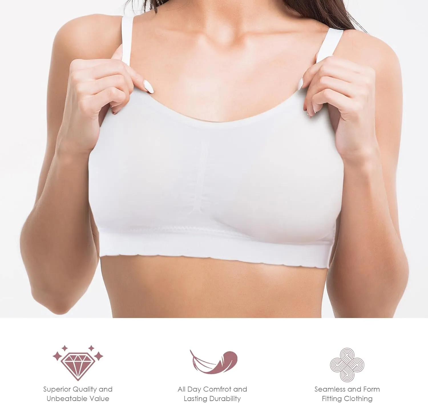 Alyce Intimates Seamless Womens Bra, Pack of 5- Lightly Padded Bra with Removable Cups- Wireless Racerback Bralette