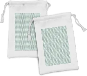 Ambesonne Caterpillar Fabric Pouch Set of 2, Pattern of Larva Type Bugs Repeating Spring Season Animals Wildlife, Small Drawstring Bag for Toiletries Masks and Favors, 9" x 6", Sea Green and White