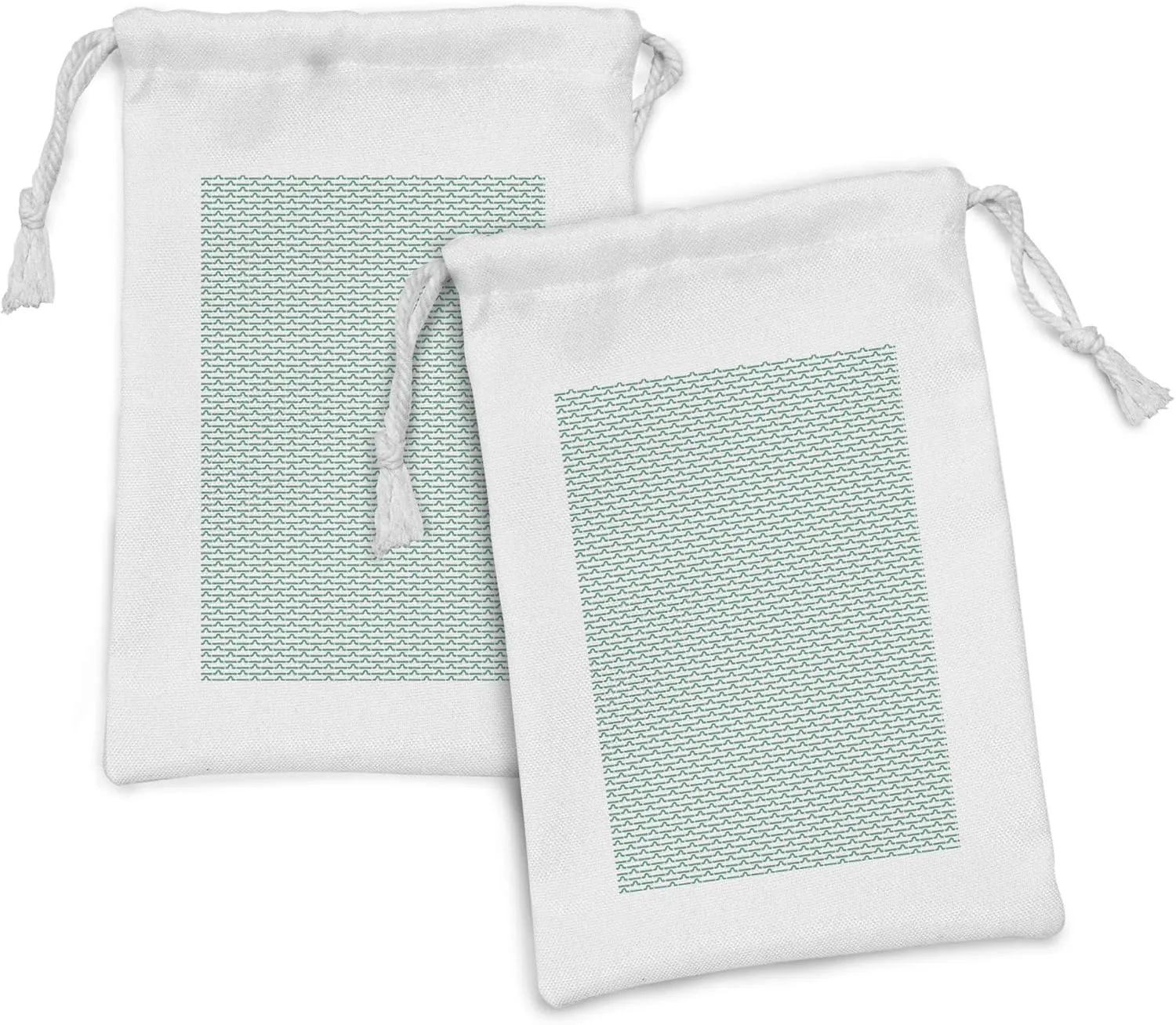 Ambesonne Caterpillar Fabric Pouch Set of 2, Pattern of Larva Type Bugs Repeating Spring Season Animals Wildlife, Small Drawstring Bag for Toiletries Masks and Favors, 9" x 6", Sea Green and White