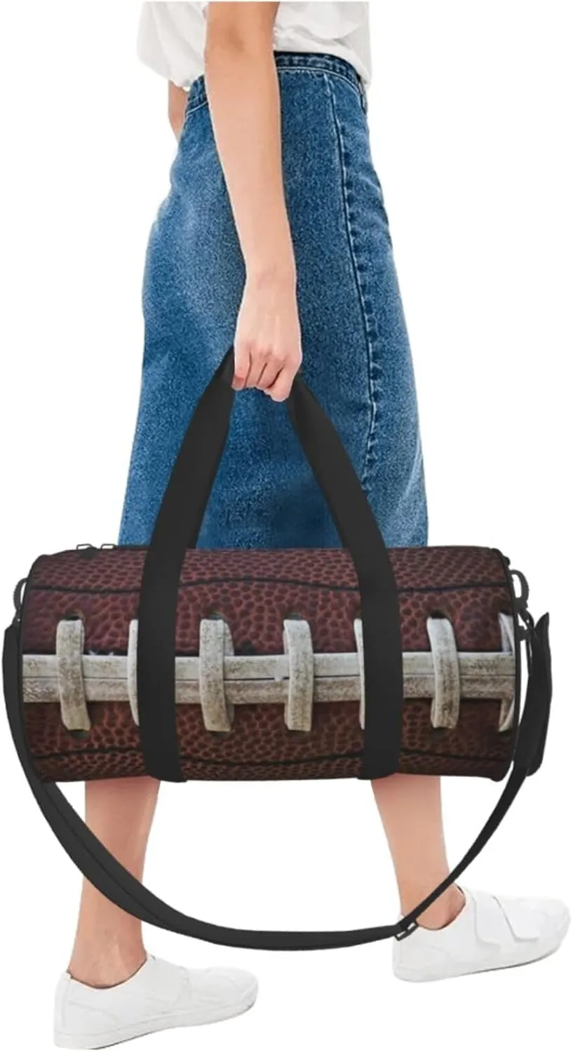American Football Laces Sport Themed Fun Traditional Foldable Duffle Bag For Women - Workout Bag For Gym Men - Boy Gym Bag - Girls Small Weekender Duffel Bag - Packable Luggage Bag For Travel Sports
