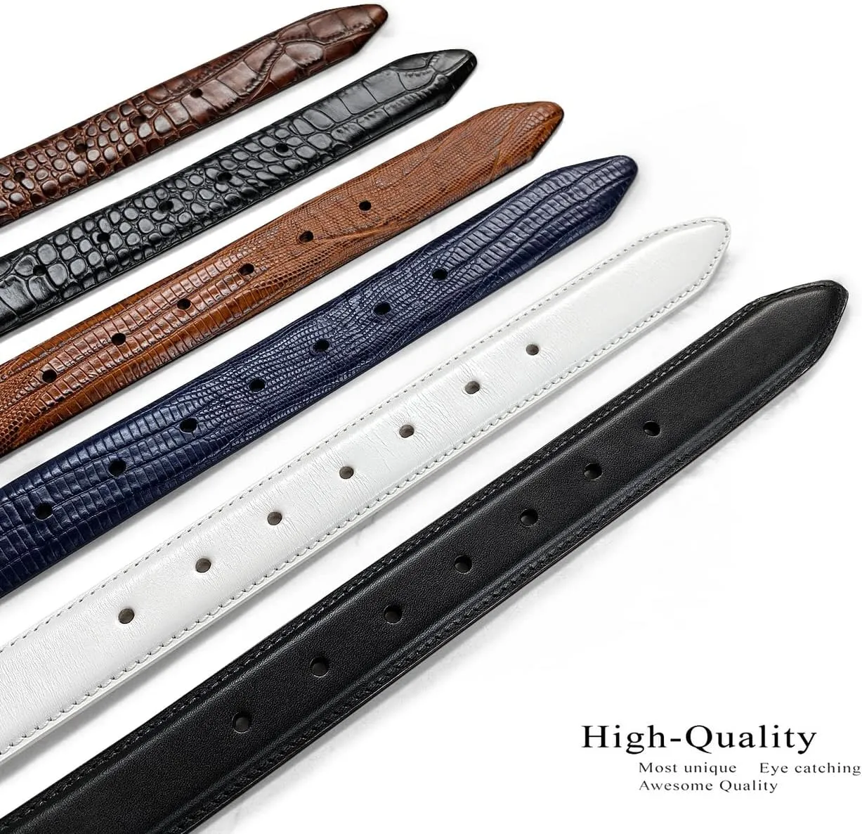 Andrew/Armando - Dress Belt Solid Brass Buckle (Gold & Silver) Genuine Full-Grain Cowhide Leather Belt 1-1/8"(30mm) Wide