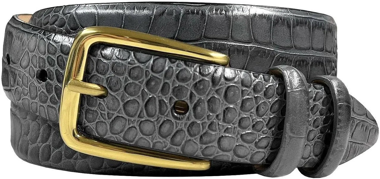 Andrew/Armando - Dress Belt Solid Brass Buckle (Gold & Silver) Genuine Full-Grain Cowhide Leather Belt 1-1/8"(30mm) Wide