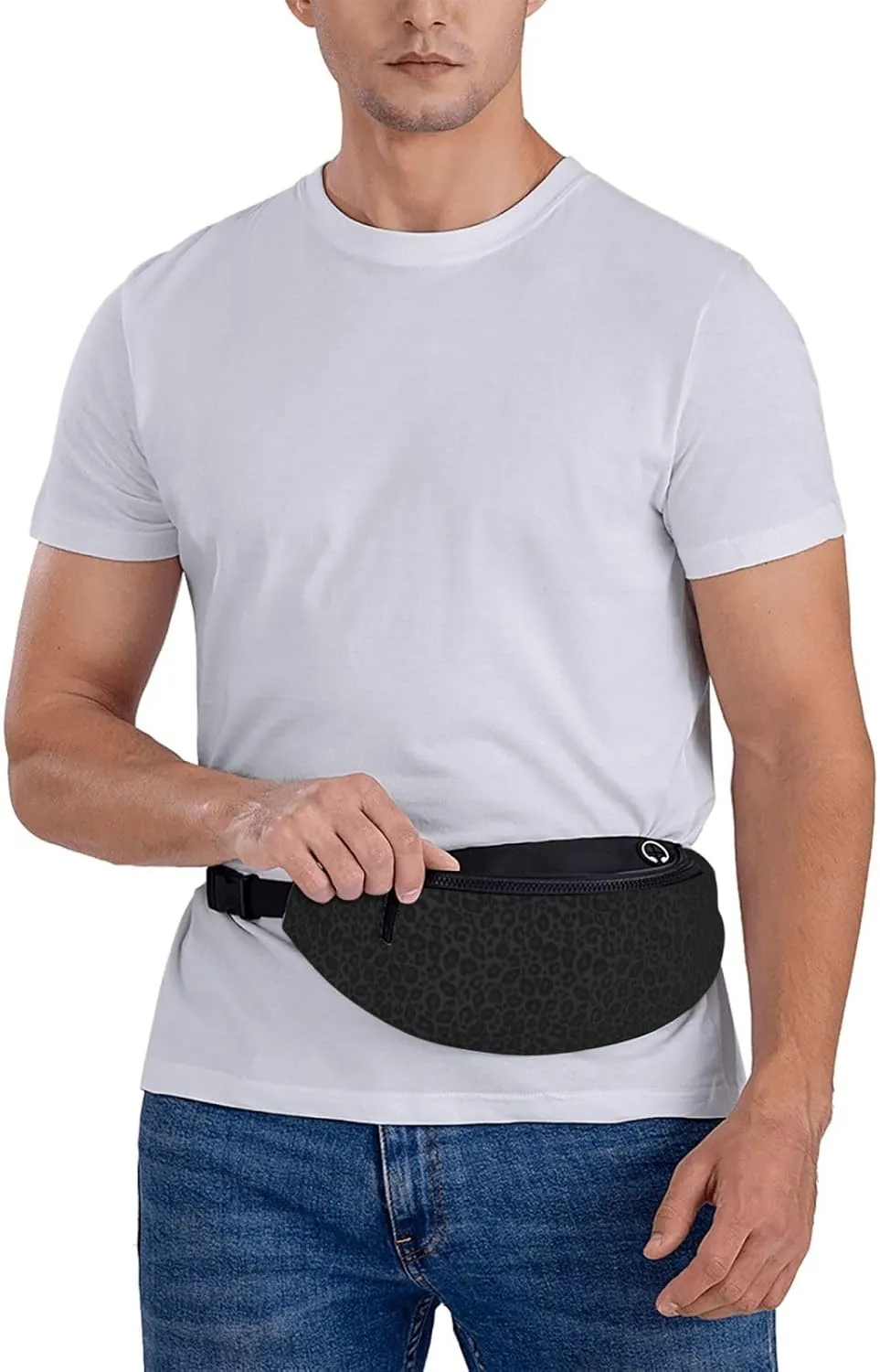 Animal Leopard Dark Fashion casual fanny pack waist bag men women adjustable belt waist bag for travel hiking cycling running festival carnival