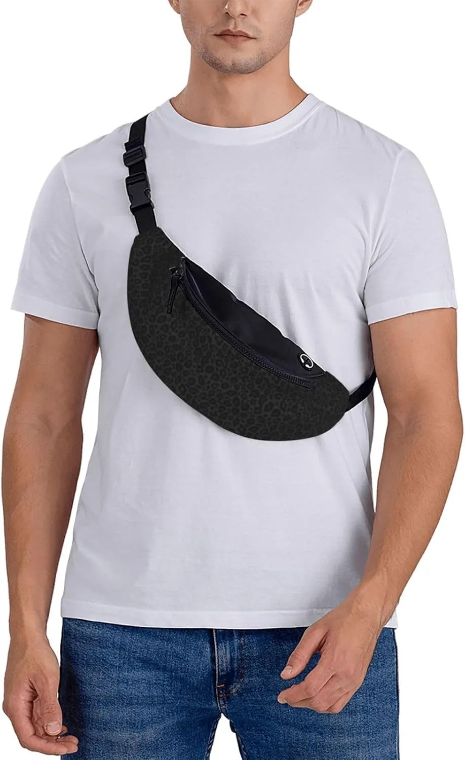 Animal Leopard Dark Fashion casual fanny pack waist bag men women adjustable belt waist bag for travel hiking cycling running festival carnival