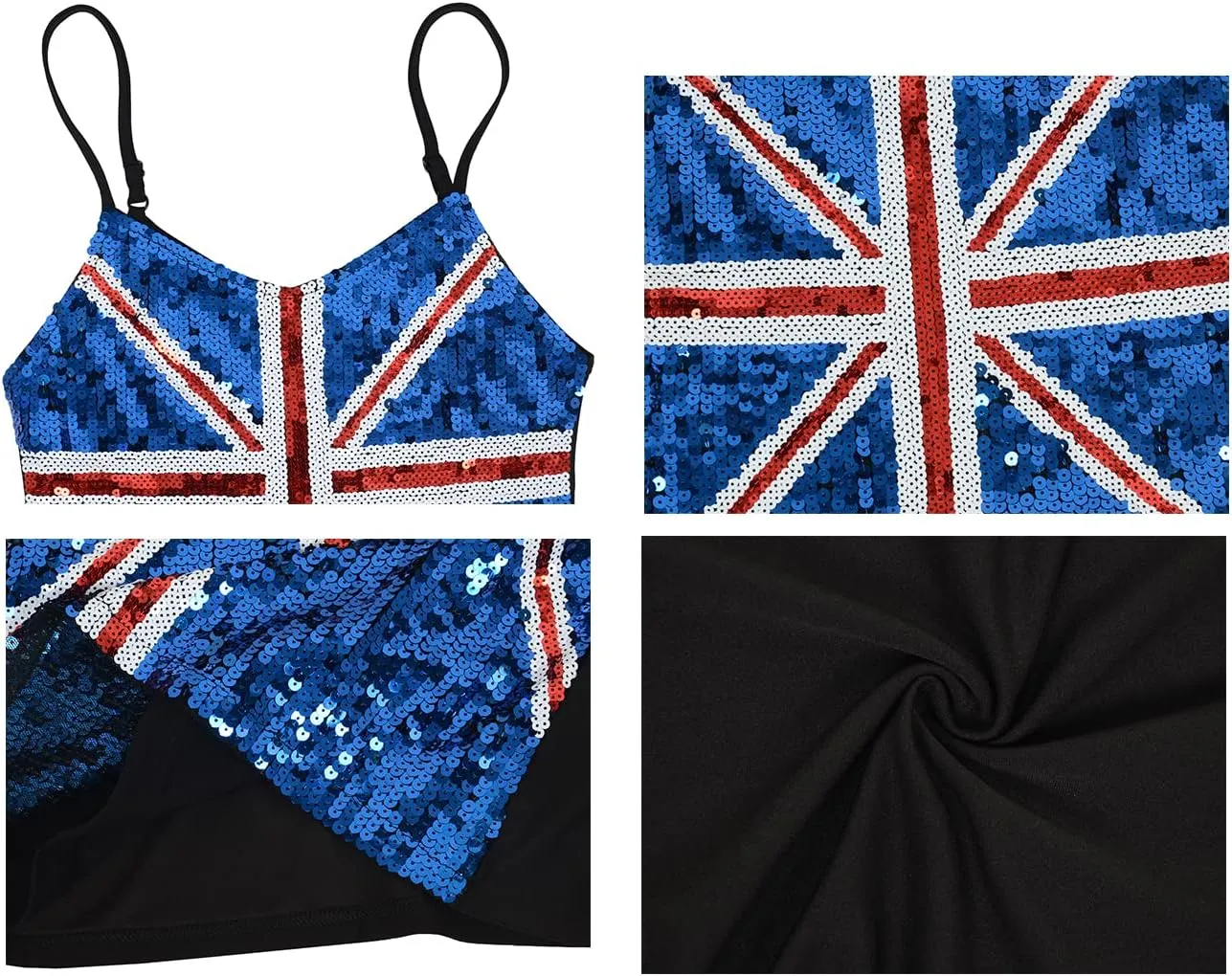 Anna-Kaci Womens United Kingdom Great Britain British Union Jack Flag Sequin Tank Top