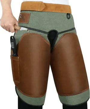 Antidious Professional Farrier Chaps Leather Farrier Apron with Adjustable Belt and Knees Straps Hoof Trimming, 2 Pockets and Extra Hook for Storage, Suitable for 28’’~55’’ Waistline