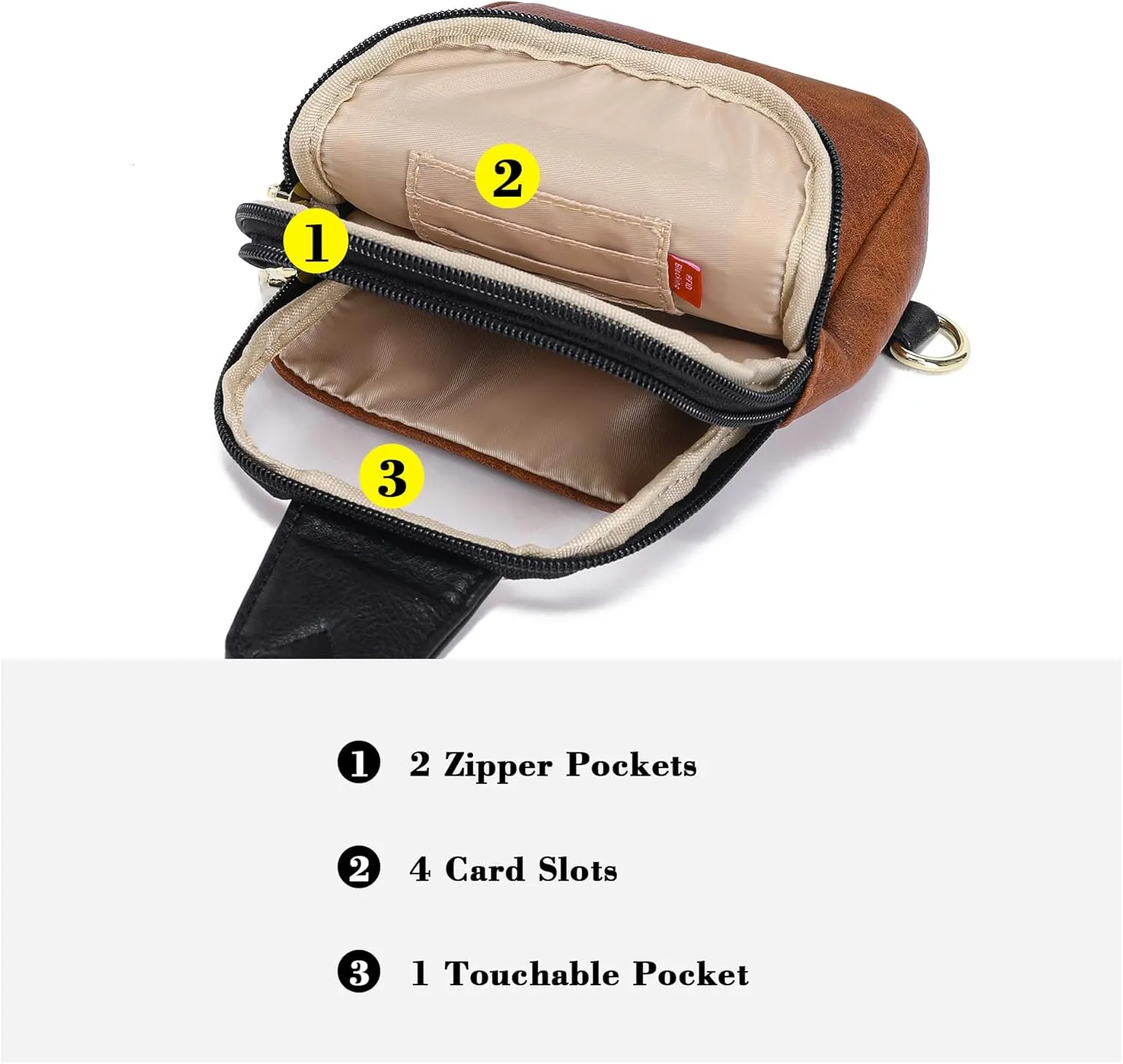 AOCINA INICAT Small Sling Bag Crossbody Vegan Leather Fanny Packs for Women Fashionable Chest Bag for Travel