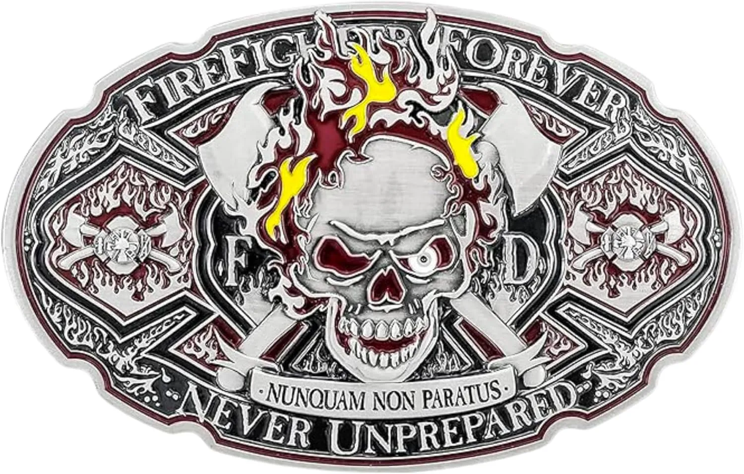 Armor Coin & Emblem - Firefighter Forever Belt Buckle | Custom Large Buckle for Men and Women | Honor the Brave Solid Metal Belt Fastener with Hand-rubbed Antique Finish