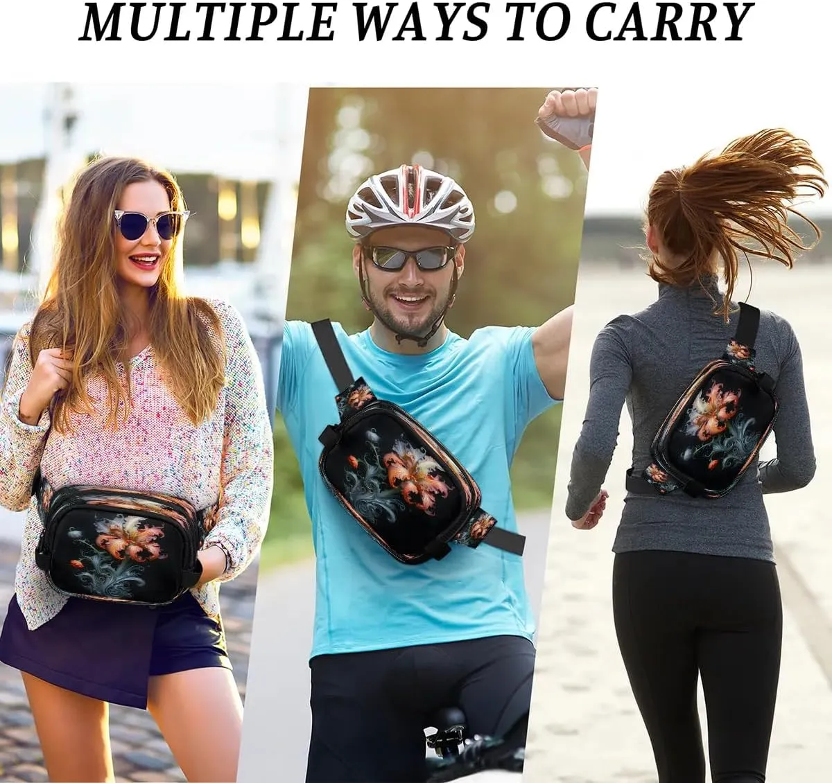 Art Sculpture Flower Men's and Women's Waist Pack Crossbody Abstract Art Flowers Waist Pack Running Strap, Adjustable Shoulder Strap - For Hiking and Running Exercise Fitness