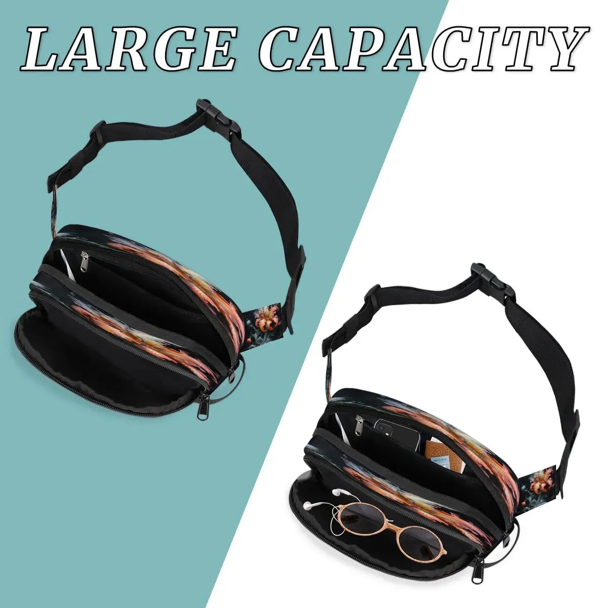 Art Sculpture Flower Men's and Women's Waist Pack Crossbody Abstract Art Flowers Waist Pack Running Strap, Adjustable Shoulder Strap - For Hiking and Running Exercise Fitness