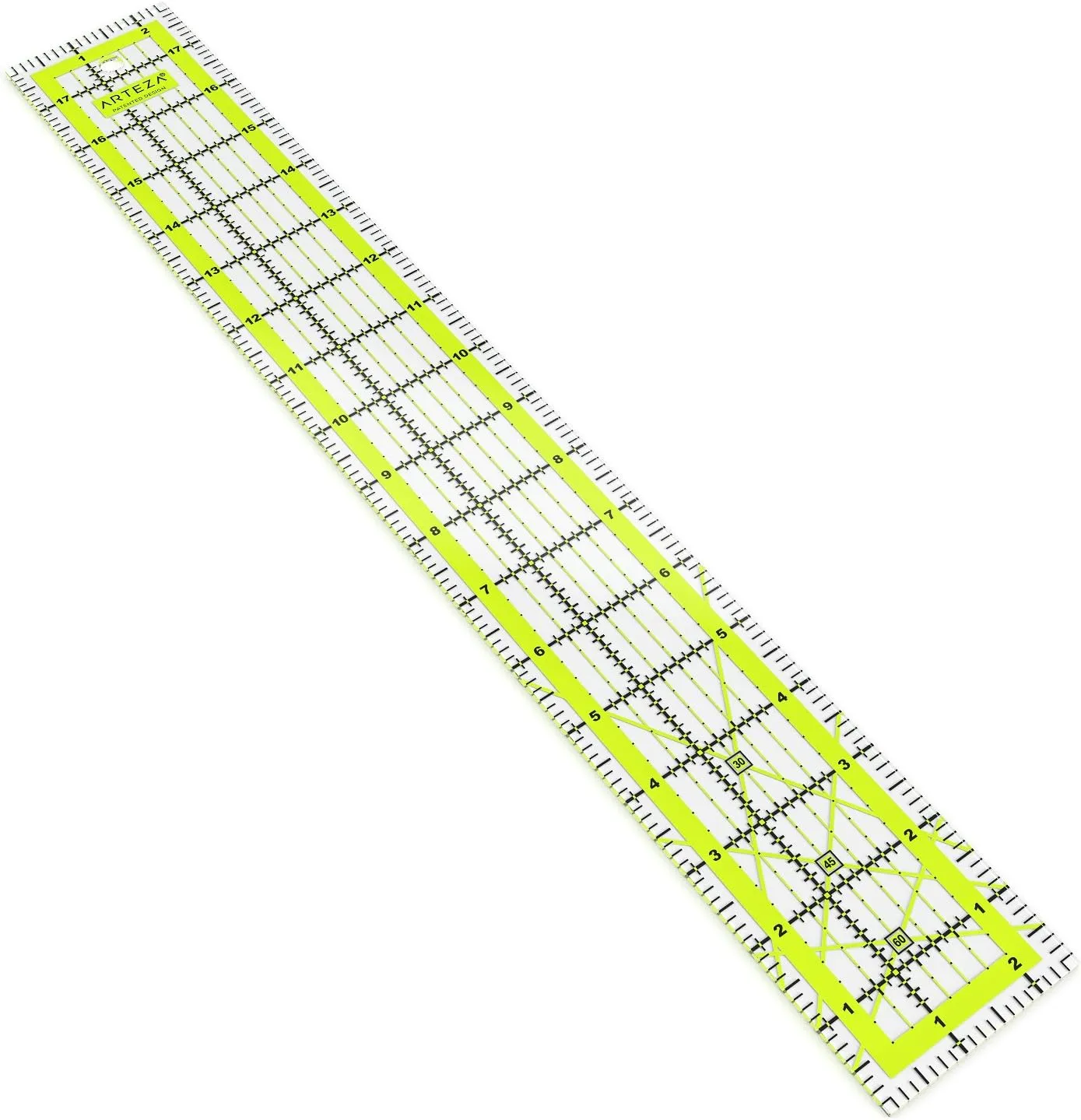 ARTEZA Quilting Ruler – 2.5" x 18" Acrylic Sewing Ruler with Laser-Cut Edges and Dual-Color Grid Lines for Precision Fabric Cutting, Quilting & Patchwork