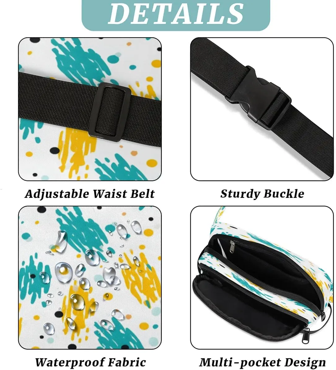 Artistic Graffiti Pineapple Men's and Women's Waist Pack Crossbody Oil Painting Pineapple Waist Pack Running Strap, Adjustable Shoulder Strap - For Hiking and Running Exercise Fitness