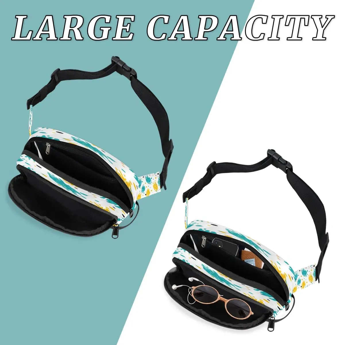 Artistic Graffiti Pineapple Men's and Women's Waist Pack Crossbody Oil Painting Pineapple Waist Pack Running Strap, Adjustable Shoulder Strap - For Hiking and Running Exercise Fitness