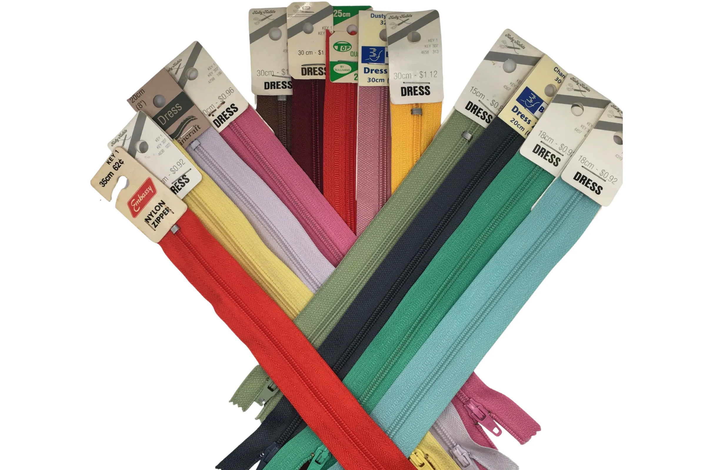 Assorted Nylon Dress Zippers