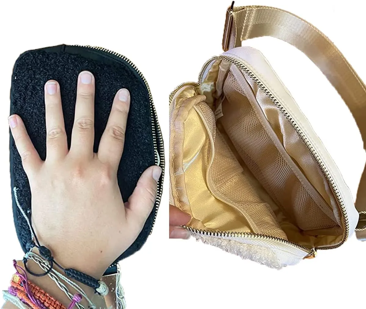 Athletica Everywhere Fleece Belt Bag,Crossbody Bag Fanny Pack for Women,Cute Mini Everywhere Bum Hip Waist Pack,Gold Buckle Dupes