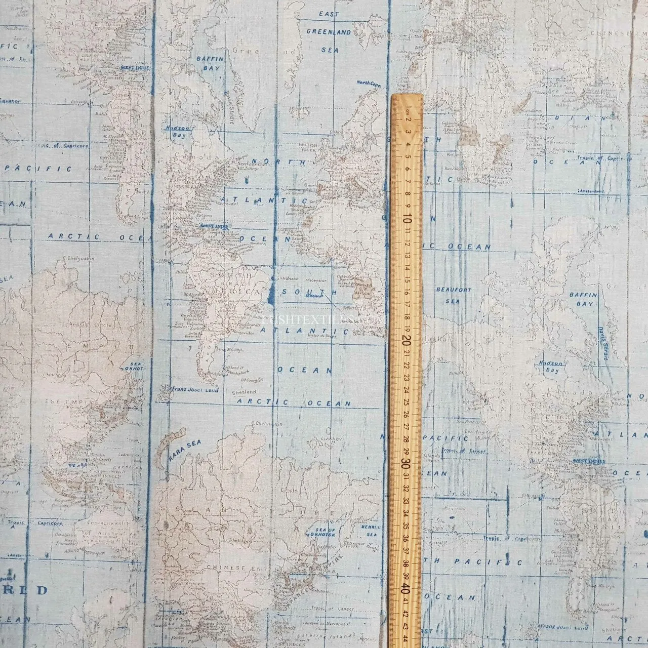 Atlantic Ocean Map Print Craft Curtain Upholstery Fabric