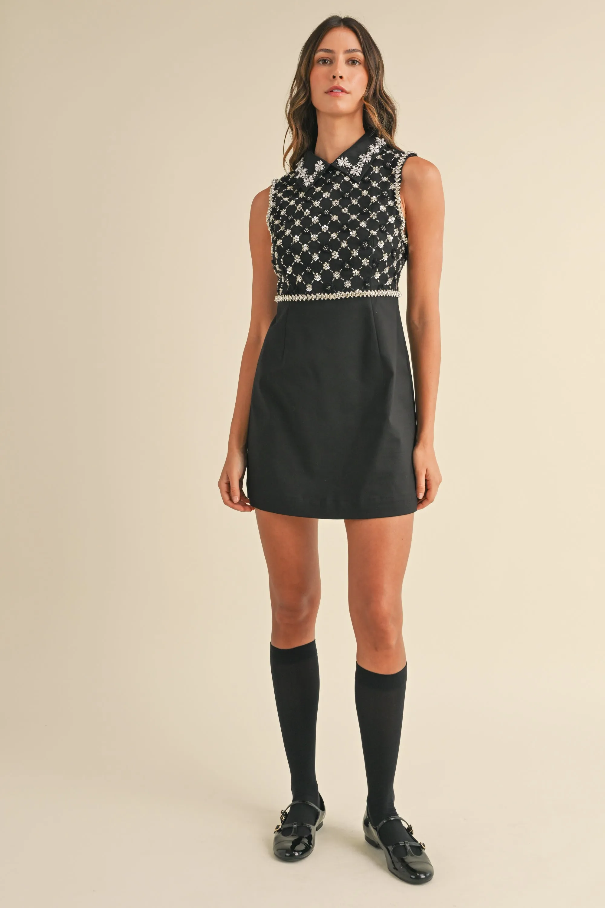 AVALON COLLAR SLEEVELESS MINI DRESS