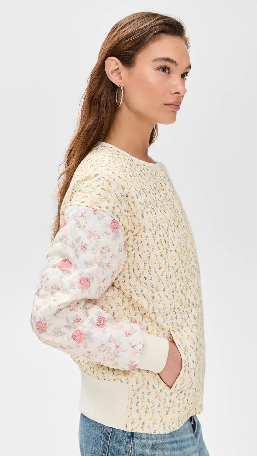 Avec Les Filles Women's Collarless Quilted Bomber Jacket