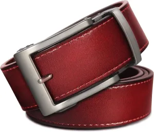 Aventus Men's Holeless Leather Ratchet Click Belt - Trim to Fit (Various Styles and Colors)