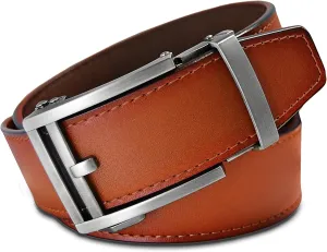 Aventus Men's Holeless Leather Ratchet Click Belt - Trim to Fit (Various Styles and Colors)