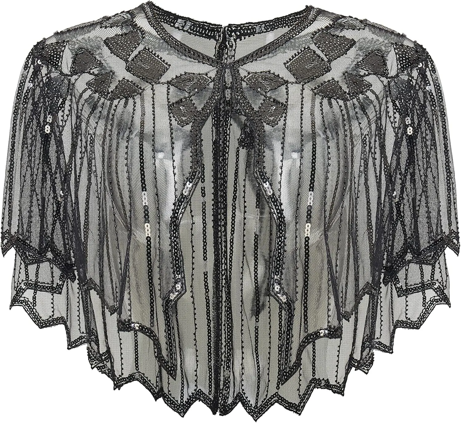 BABEYOND 1920s Shawl Wraps Sequin Beaded Evening Cape Bridal Shawl
