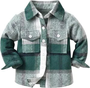 Baby Clothes Fleece Cozy Boys Snowsuit Plaid Patchwork Winter Fashion Pull On Pre-Walkers Shirt