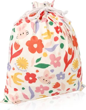 Baby Girl Gift Bags, Extra Large 24"x 20" | Premium Canvas Drawstring Gift Bags | Reusable Fabric | Perfect for Baby Showers, Birthday Parties | Rabbit
