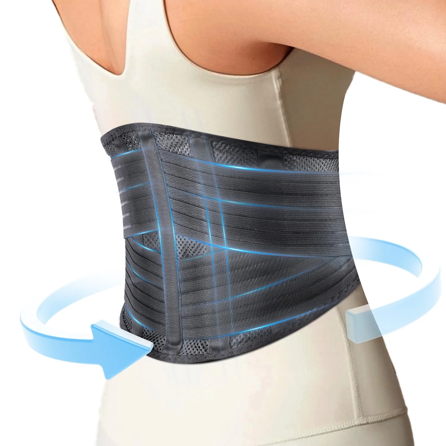 Back Support Brace for Posture with Stretchable Belt.Upgraded High-elastic Straps.Lumbar Back Brace for Lower Back Pain Relief with Breathable Mesh.Sitting,Lifting,Walking,XL