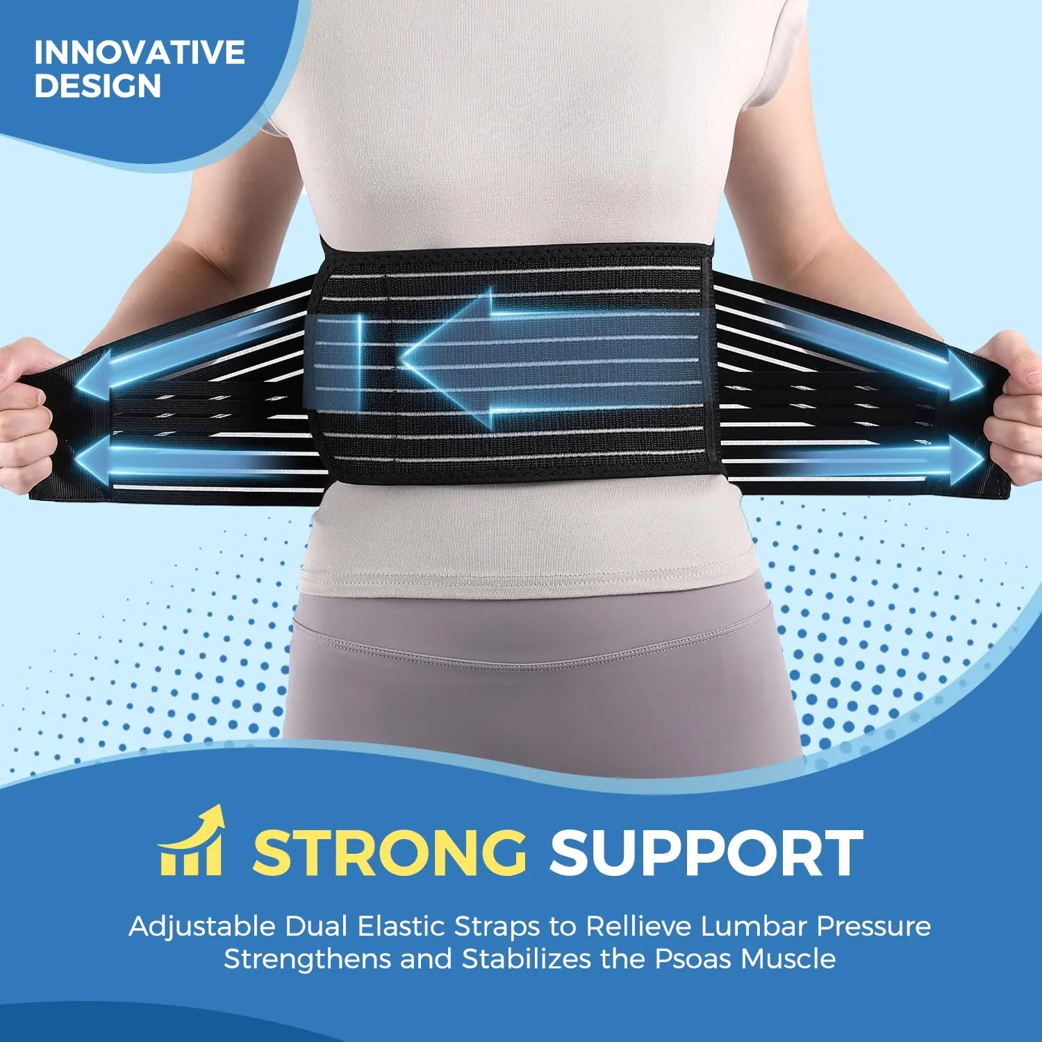 Back Support Brace for Posture with Stretchable Belt.Upgraded High-elastic Straps.Lumbar Back Brace for Lower Back Pain Relief with Breathable Mesh.Sitting,Lifting,Walking,XL