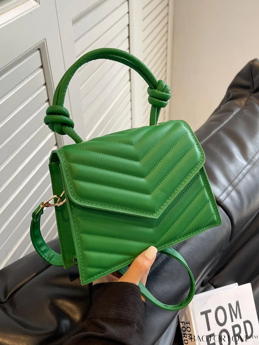 BagForLove - Adjustable Strap Mini V-Print Flap Handbag: Fashionable & Stylish