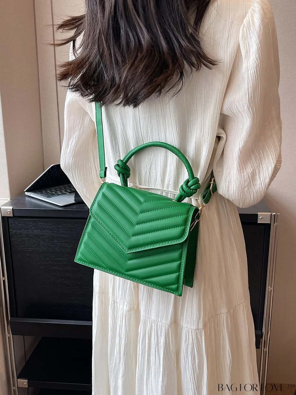 BagForLove - Adjustable Strap Mini V-Print Flap Handbag: Fashionable & Stylish