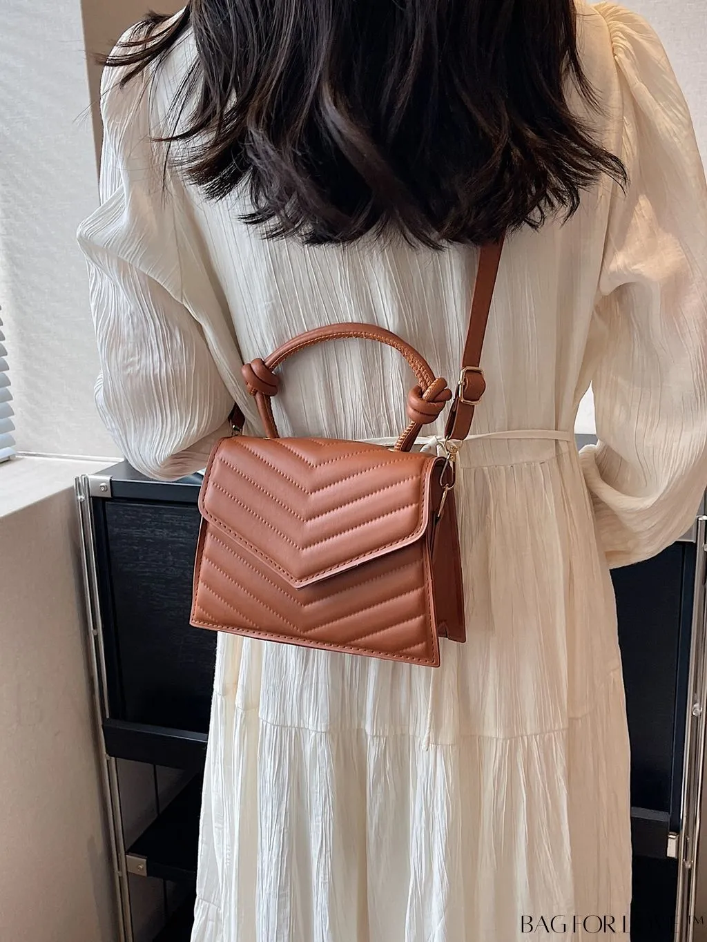 BagForLove - Adjustable Strap Mini V-Print Flap Handbag: Fashionable & Stylish