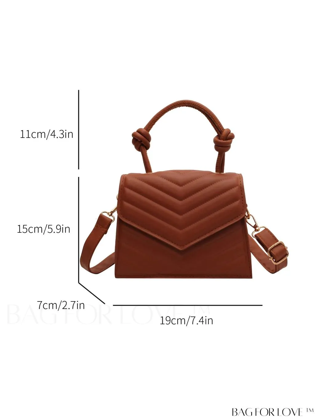 BagForLove - Adjustable Strap Mini V-Print Flap Handbag: Fashionable & Stylish