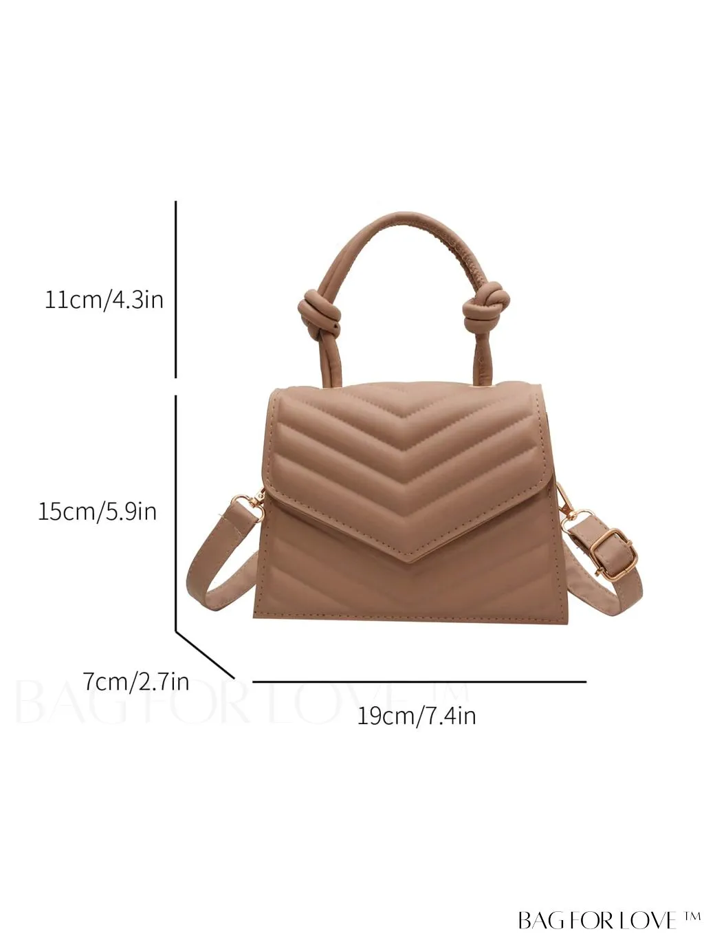 BagForLove - Adjustable Strap Mini V-Print Flap Handbag: Fashionable & Stylish