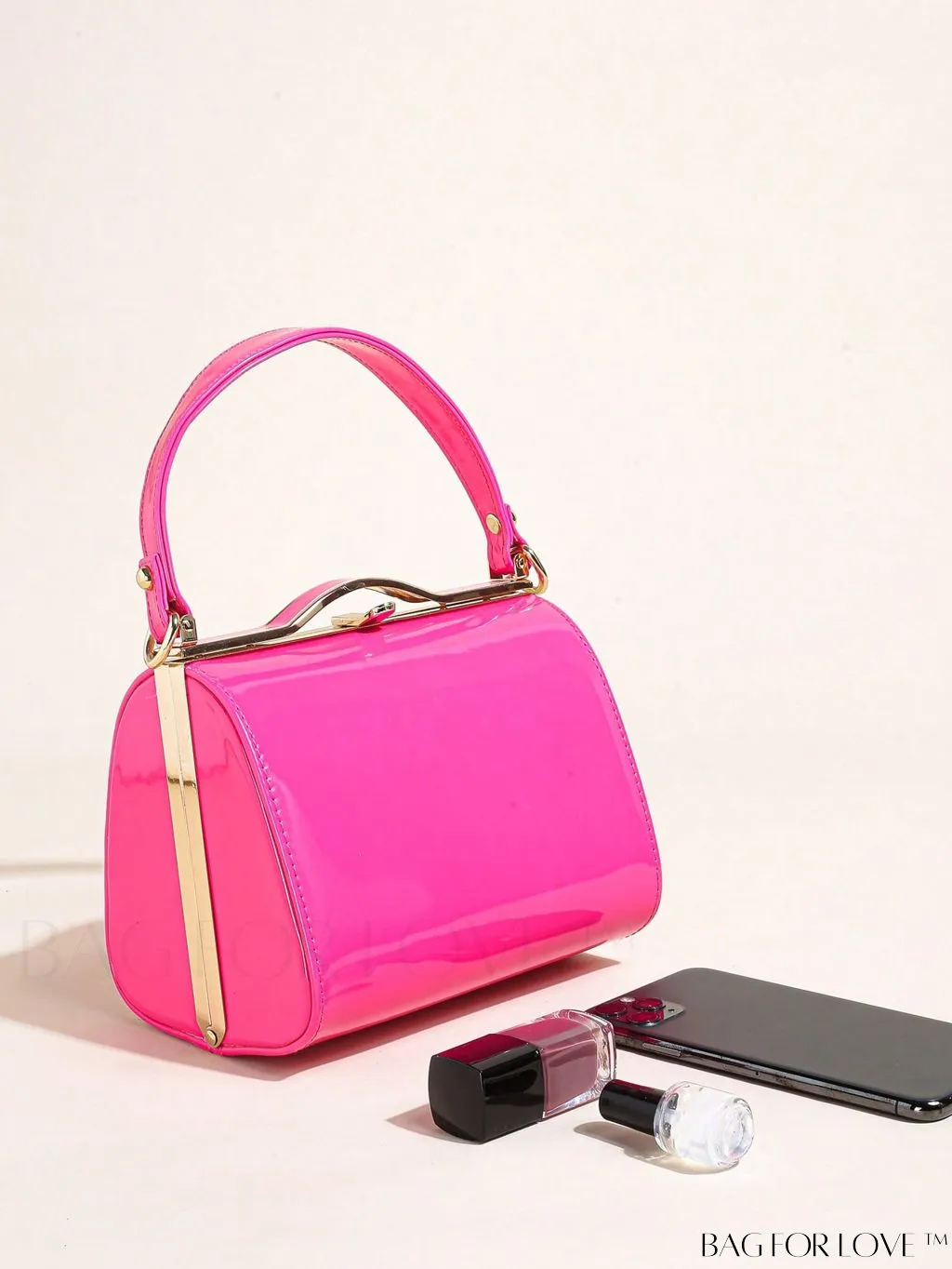 BagForLove - Artificial Patent Leather Box Bag: Chic Mini with a Minimalist Design