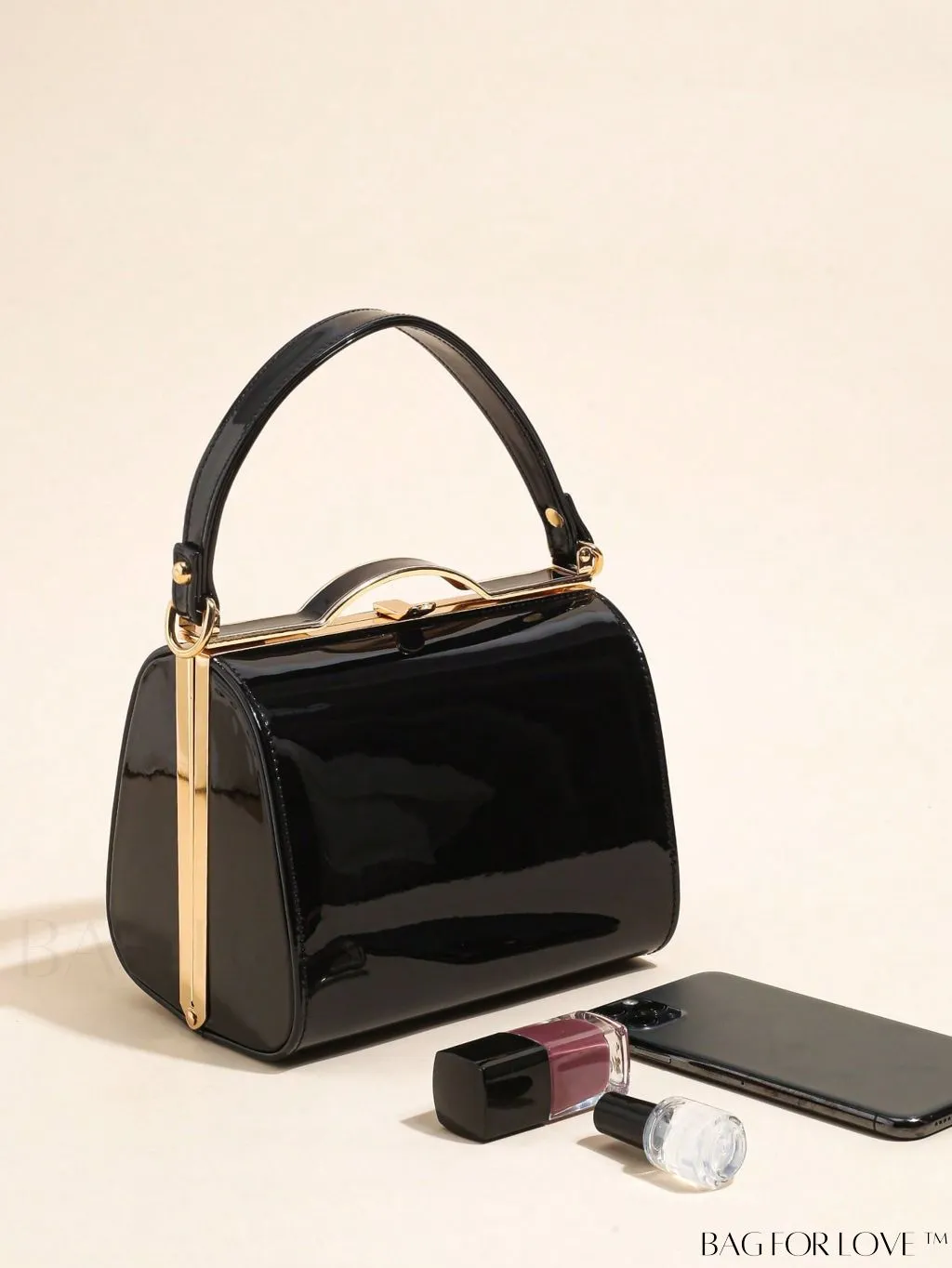 BagForLove - Artificial Patent Leather Box Bag: Chic Mini with a Minimalist Design
