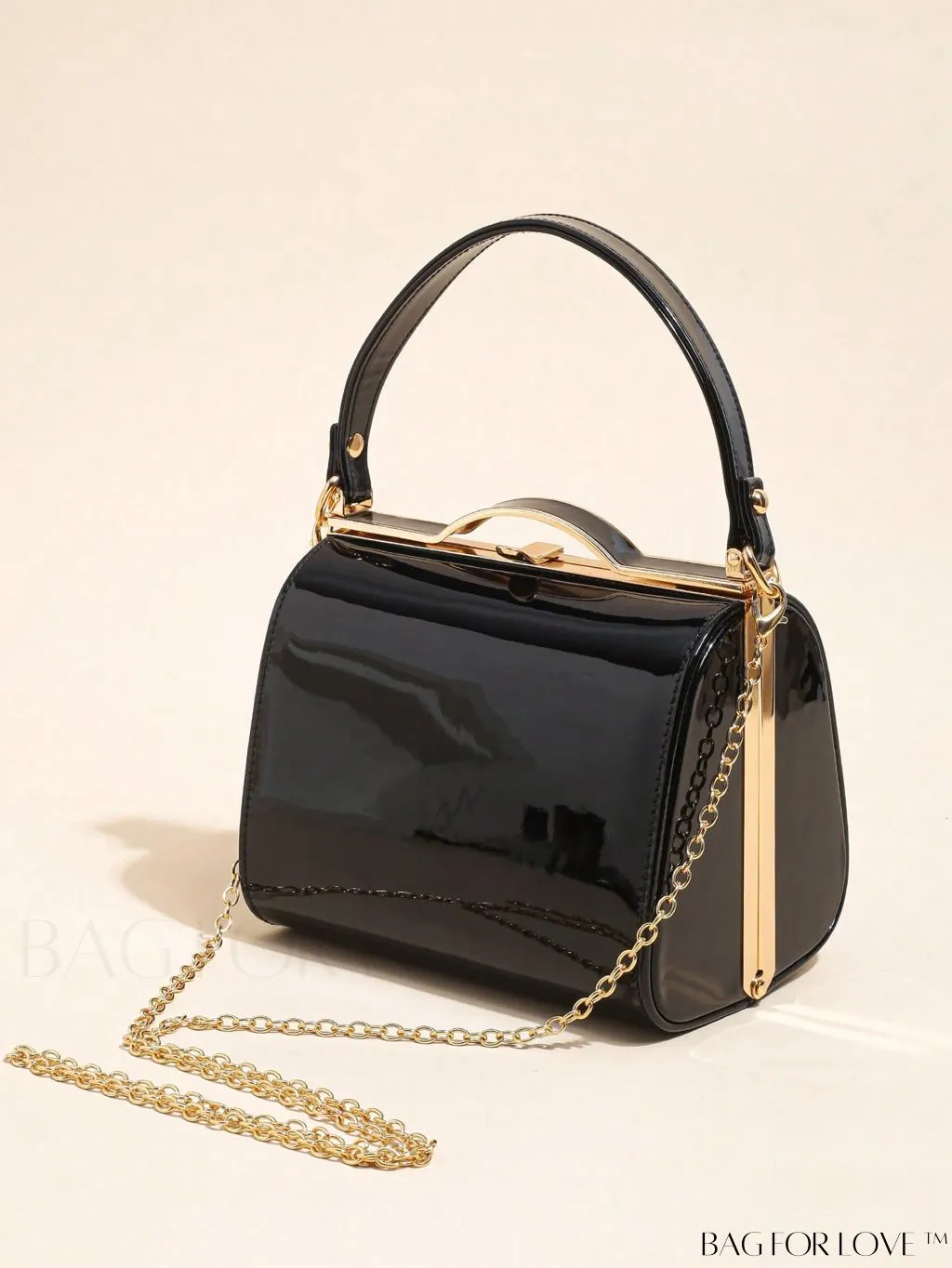 BagForLove - Artificial Patent Leather Box Bag: Chic Mini with a Minimalist Design