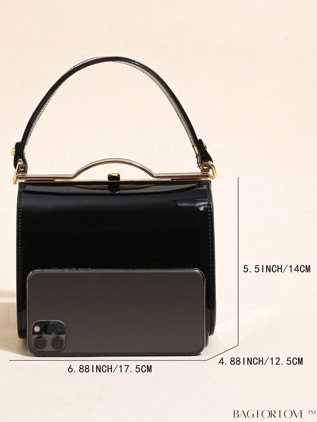 BagForLove - Artificial Patent Leather Box Bag: Chic Mini with a Minimalist Design