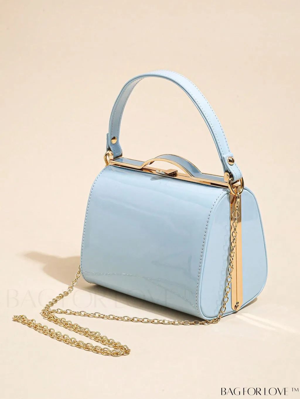 BagForLove - Chic Blue Mini Metal Chain Box Bag for Daily Fashion Enhancement