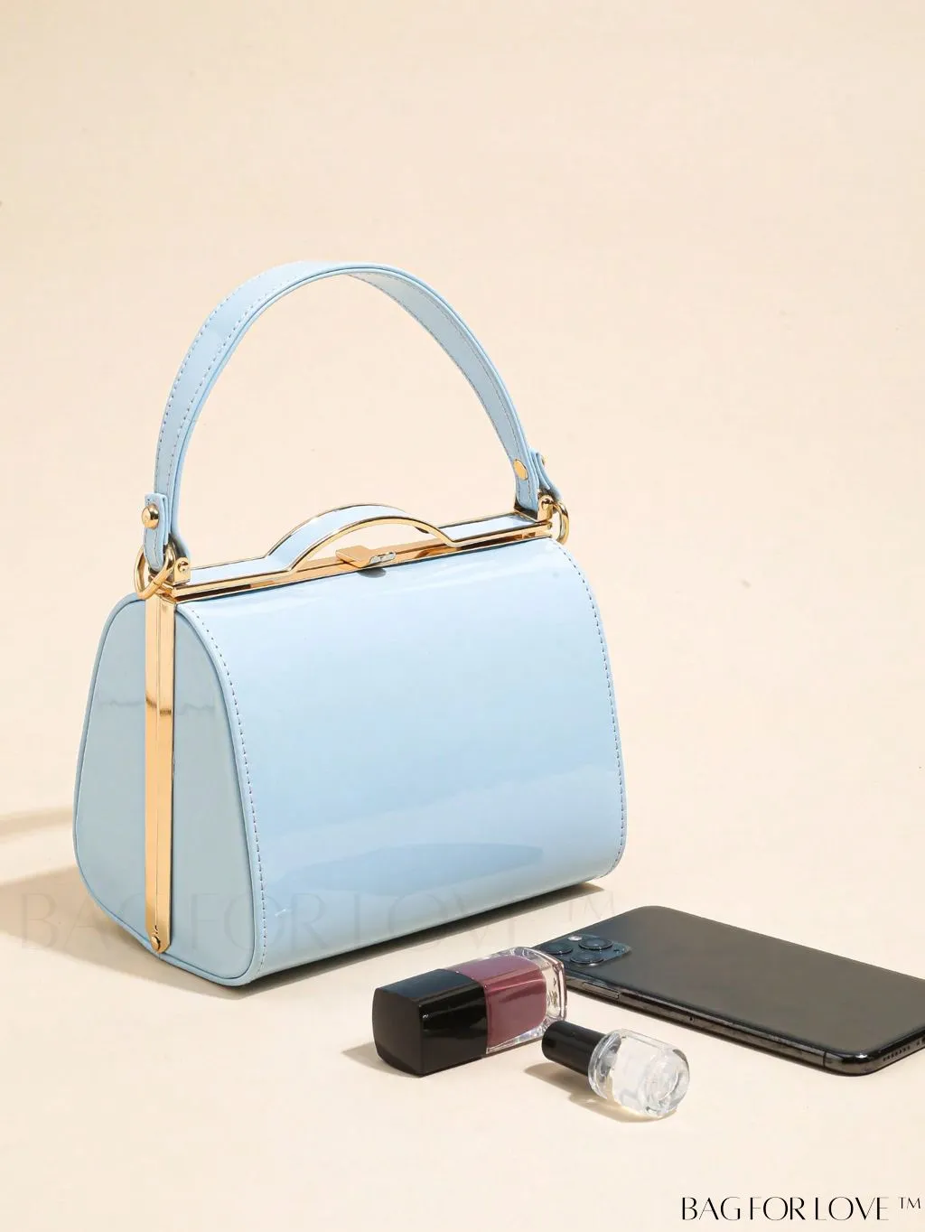 BagForLove - Chic Blue Mini Metal Chain Box Bag for Daily Fashion Enhancement