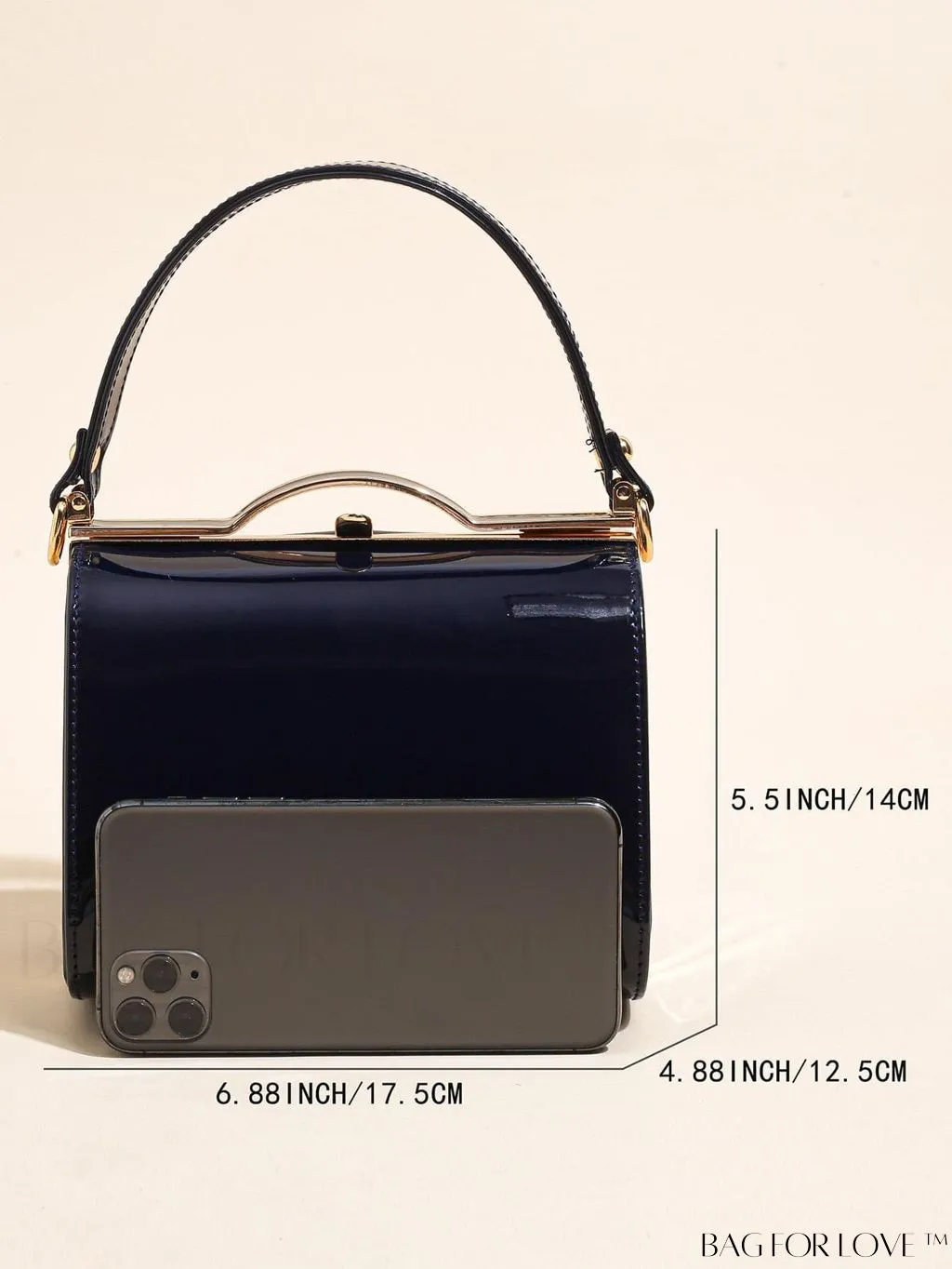 BagForLove - Chic Blue Mini Metal Chain Box Bag for Daily Fashion Enhancement
