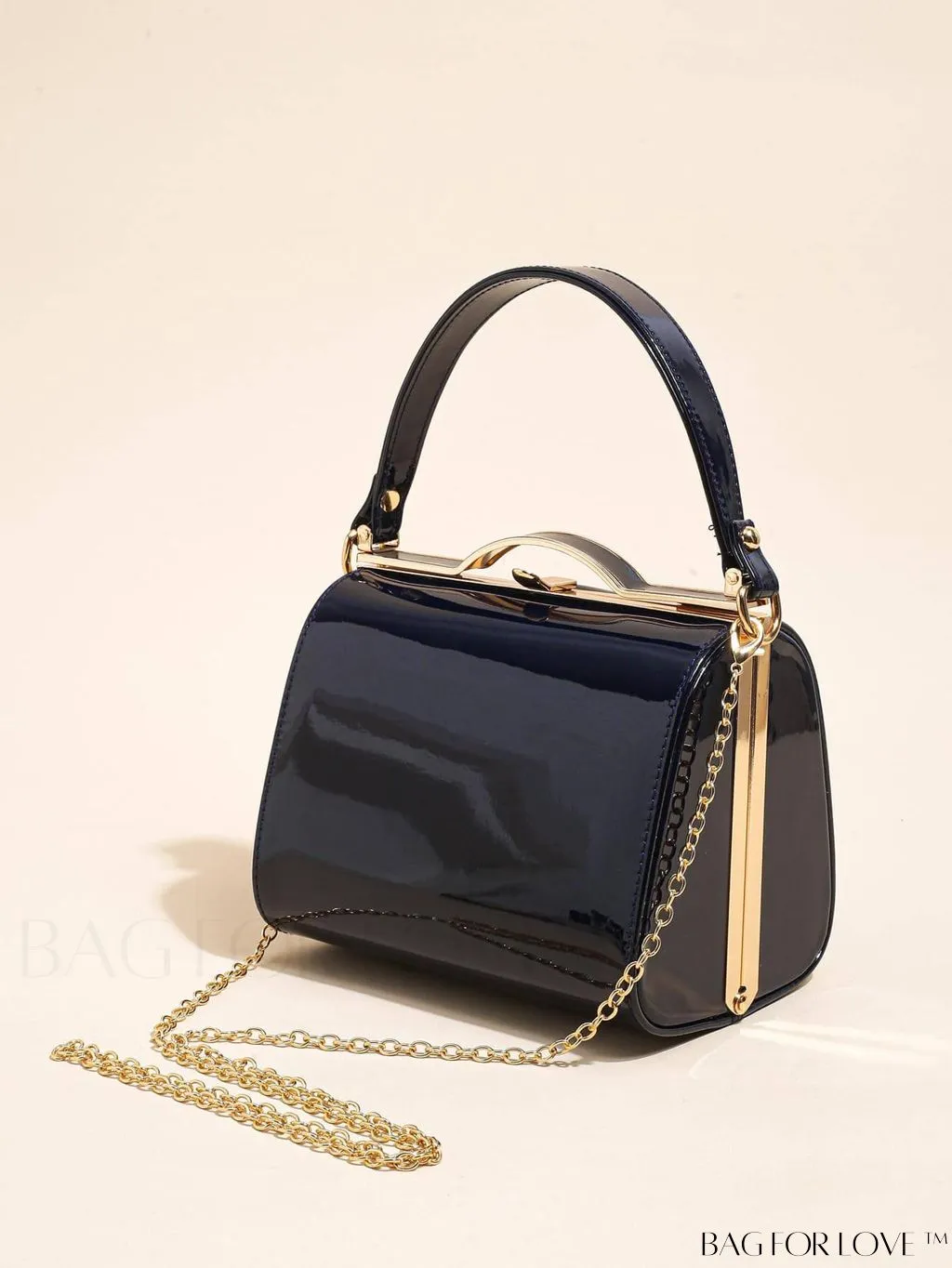 BagForLove - Chic Blue Mini Metal Chain Box Bag for Daily Fashion Enhancement