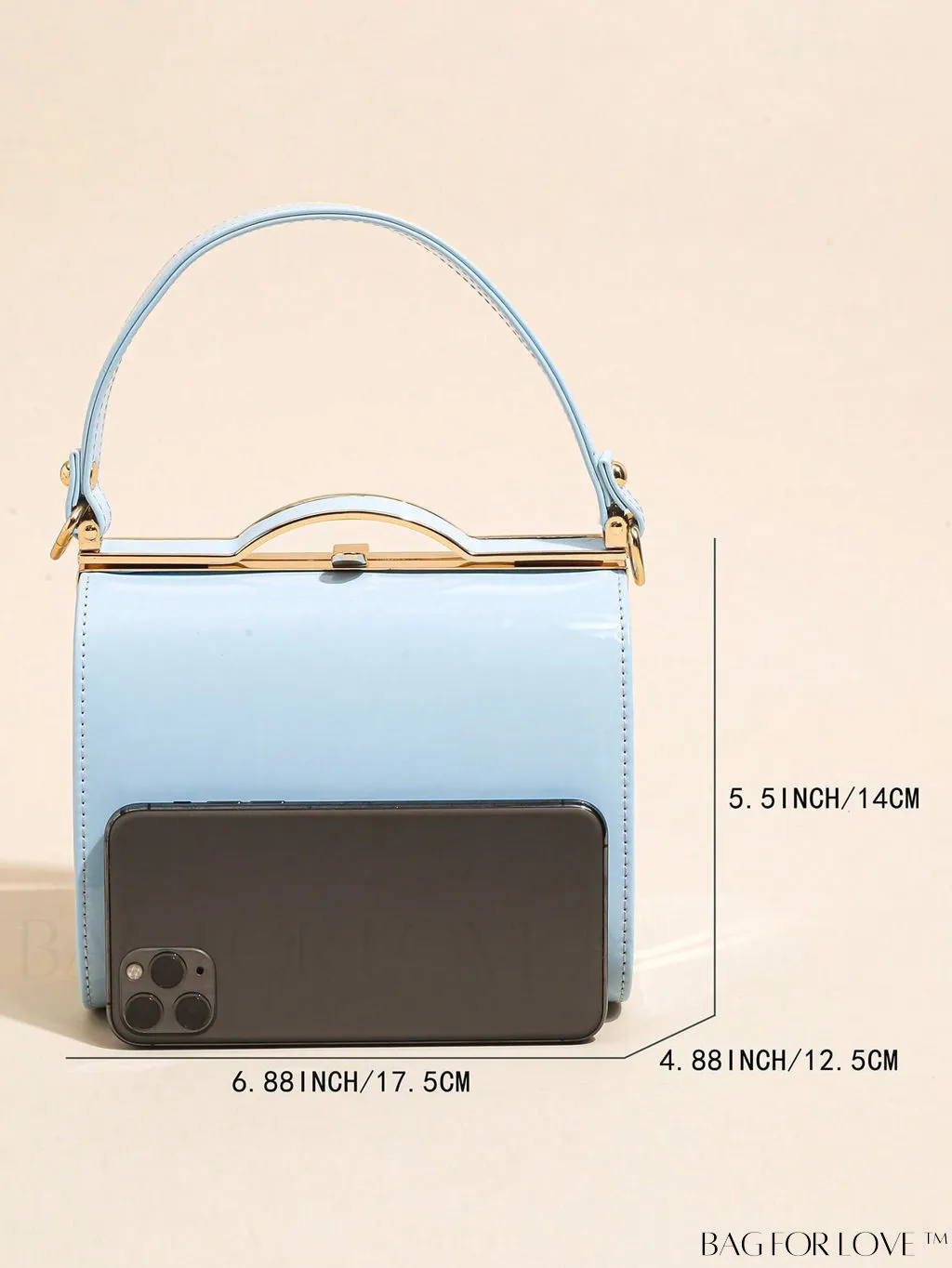 BagForLove - Chic Blue Mini Metal Chain Box Bag for Daily Fashion Enhancement
