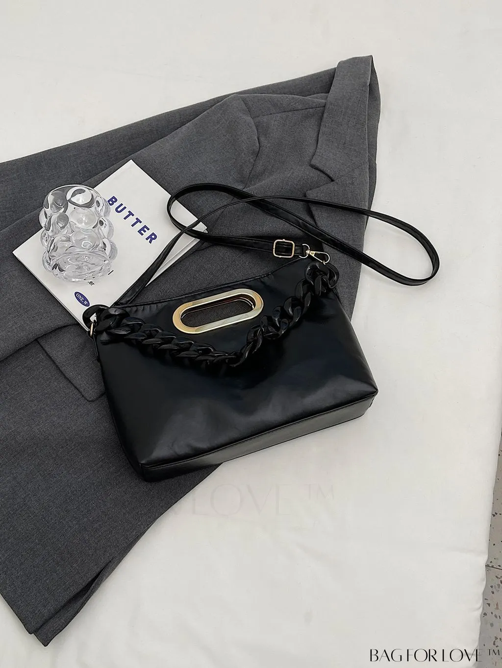 BagForLove - Chic Chain-Embellished Metallic Shoulder Bag