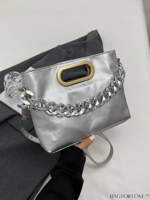 BagForLove - Chic Chain-Embellished Metallic Shoulder Bag