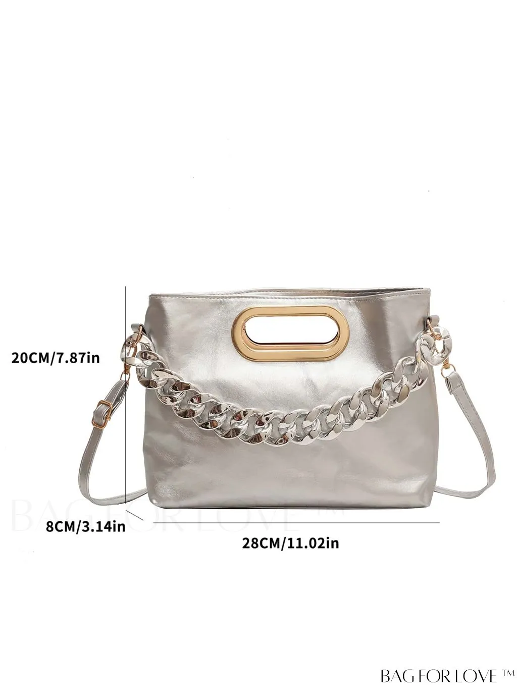 BagForLove - Chic Chain-Embellished Metallic Shoulder Bag