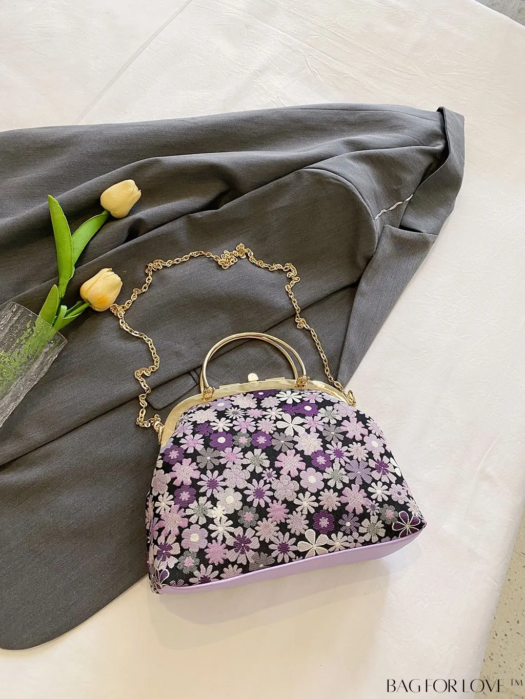 BagForLove - Chic Floral Print Clutch with Metal Chain: A Fashion Must-Have