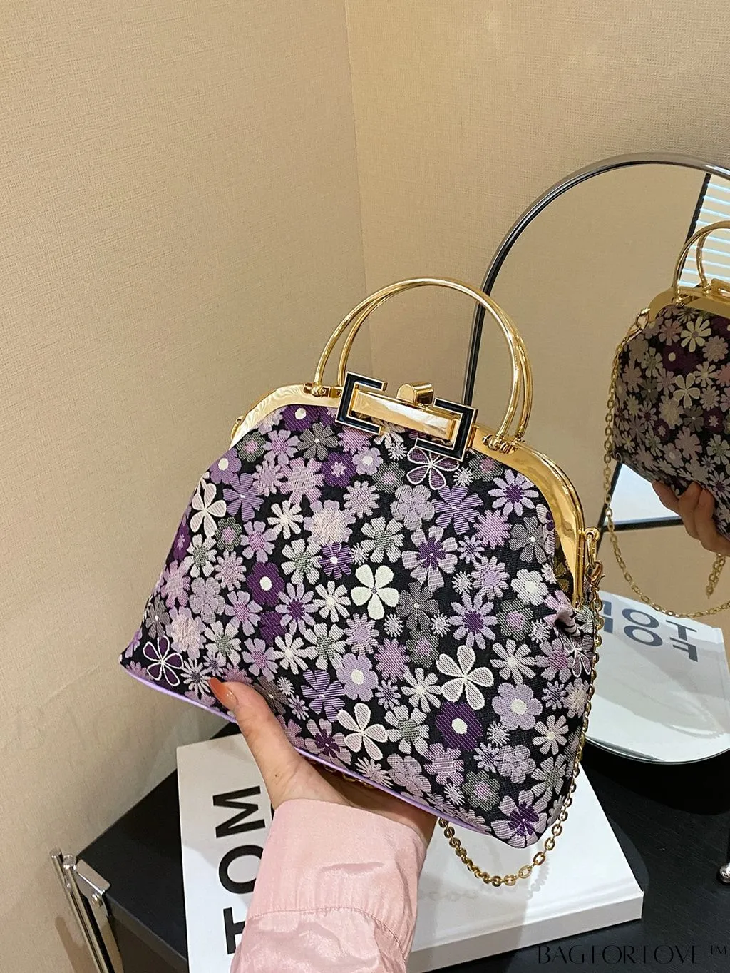 BagForLove - Chic Floral Print Clutch with Metal Chain: A Fashion Must-Have