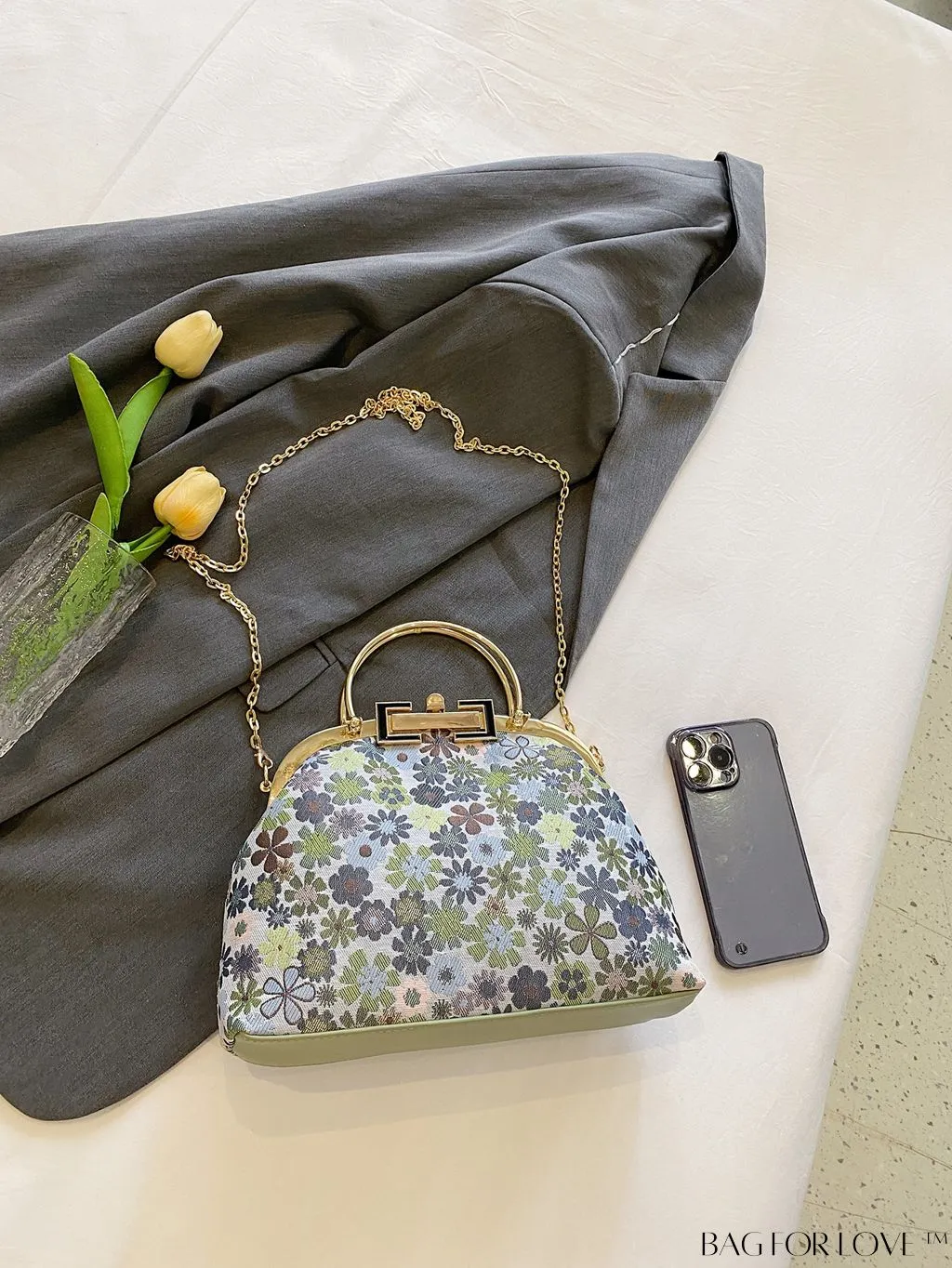 BagForLove - Chic Floral Print Clutch with Metal Chain: A Fashion Must-Have