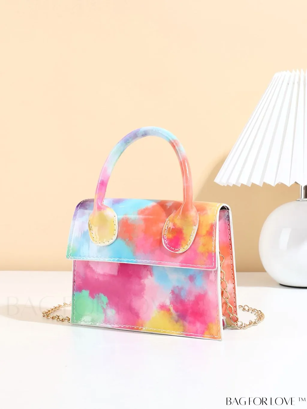 BagForLove - Chic Mini Flap Square Bag with Floral Graphic Design